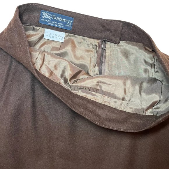 Burberry London Wool Cashmere Skirt Made in Italy Chocolate Brown Size 8 US - Picture 3 of 4